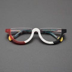 Cyd Retro Semi Circle Acetate Glasses Frame Oval Frames Southood Matte red black 