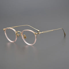 Daran Titanium Round Glasses Frames Round Frames Southood Pink gold