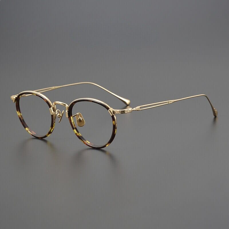 Daran Titanium Round Glasses Frames Round Frames Southood Tortoise gold
