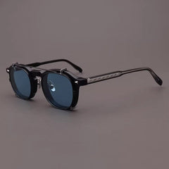 Dempsey Glasses Frame With Polarized Sunglasses Clips Cat Eye Frames Southood Black(Blue Lens)