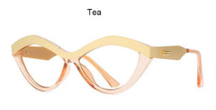 Denise New Cat Eye Glasses Frame Browline Frames Southood C5 tea without lens