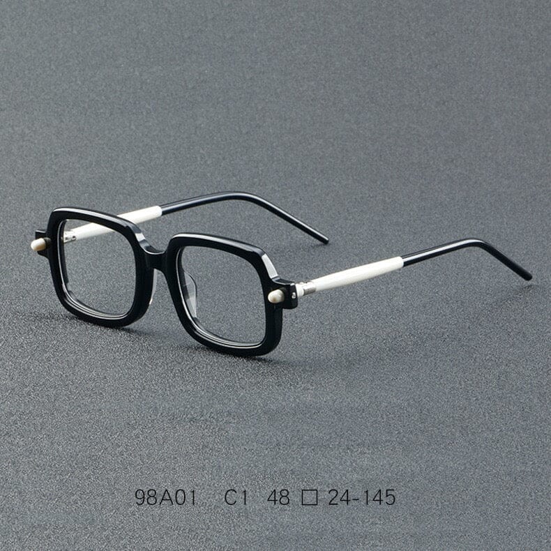 Des Retro Brand Acetate Optical Glasses Frame Rectangle Frames Southood Black white