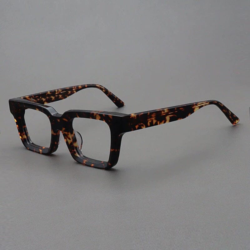 Dino Acetate Rectangle Glasses Frame Rectangle Frames Southood Black Leopard