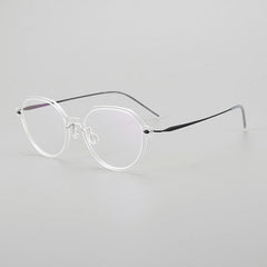 Donnalyn Ultra light Titanium Geometric Glasses Frame Geometric Frames Southood Clear