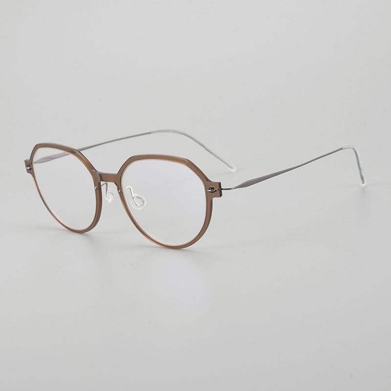 Donnalyn Ultra light Titanium Geometric Glasses Frame Geometric Frames Southood Clear tea
