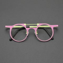 Eden Titanium Round Glasses Frame Round Frames Southood Pink Green