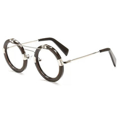 Edra Vintage Acetate Round Optical Glasses Frame Round Frames Southood Brown Silver
