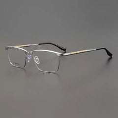 Eduardo Retro Titanium Ultra-Light Glasses Frame Rectangle Frames Southood Silver