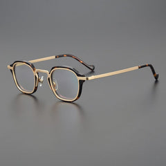 Egon Titanium Acetate Glasses Frame Rectangle Frames Southood Leopard gold