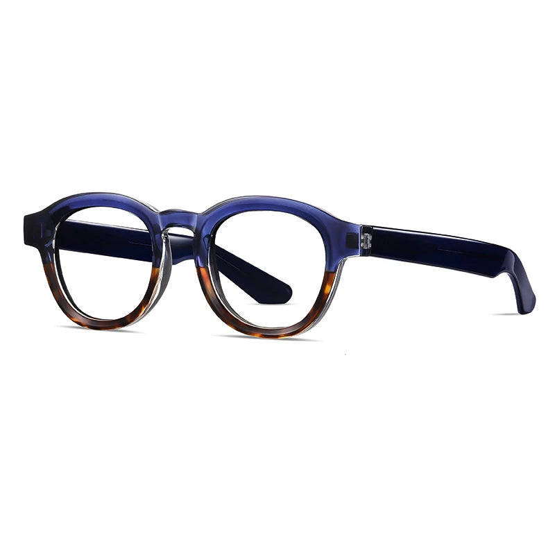 Ehren Vintage Round Eyeglasses Round Frames Southood Blue Leopard