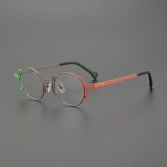 Eiko Niche Designer Titanium Glasses Frame Round Frames Southood Brown Red