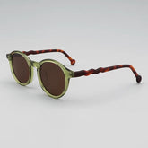 Elton Acetate Round Sunglasses Sunglasses Southood Green Leopard(Tea Lens)