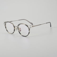 Elvey Vintage Titanium Glasses Frame Round Frames Southood Stripe Grey