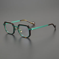 Eron Polygon Acetate Glasses Frame Geometric Frames Southood Leopard Green