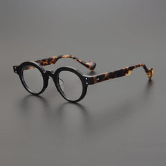 Este Round Acetate Glasses Frame Round Frames Southood Black Leopard