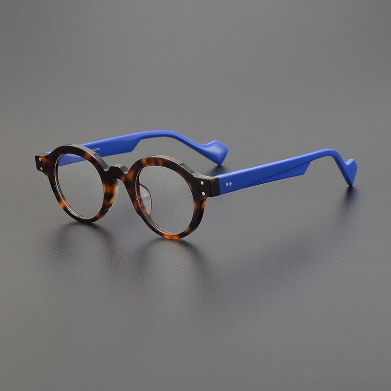Este Round Acetate Glasses Frame Round Frames Southood Leopard Blue