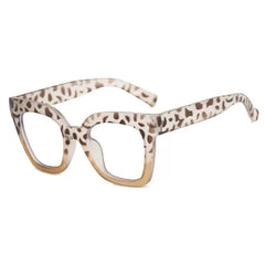 Eve Oversized Square Glasses Rectangle Frames Southood Leopard Tea