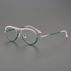 Faraj Pilot Titanium Glasses Frame Cat Eye Frames Southood Pink Green