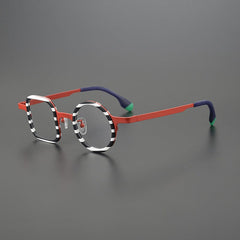 Fausto Titanium Acetate Glasses Frame Geometric Frames Southood Red