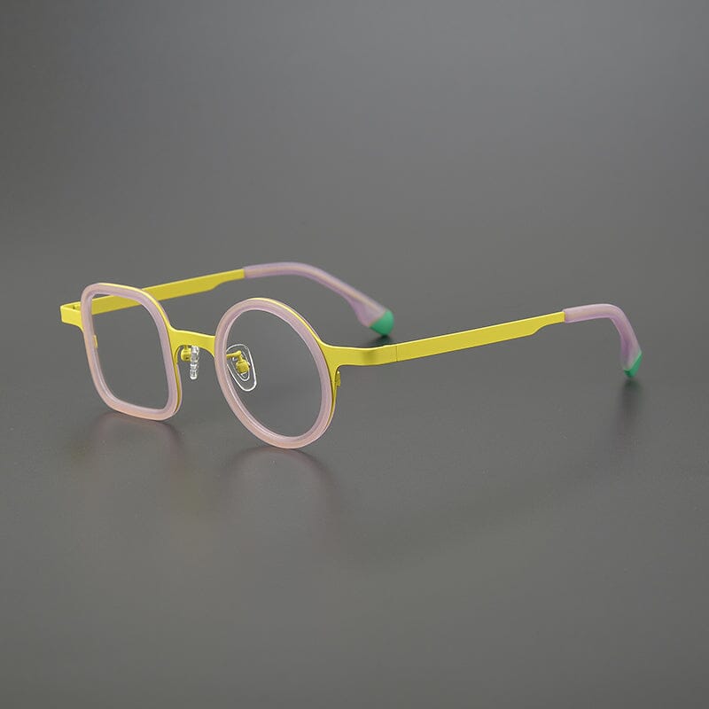 Fausto Titanium Acetate Glasses Frame Geometric Frames Southood Yellow