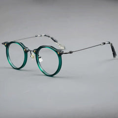 Faye Acetate Titanium Glasses Frame Round Frames Southood Green