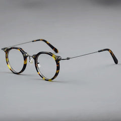 Faye Acetate Titanium Glasses Frame Round Frames Southood Leopard