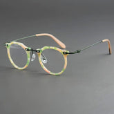 Faye Acetate Titanium Glasses Frame Round Frames Southood Pink Green