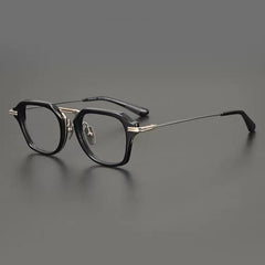 Fezell Titanium Acetate Eyeglasses Frame Rectangle Frames Southood Black Gold