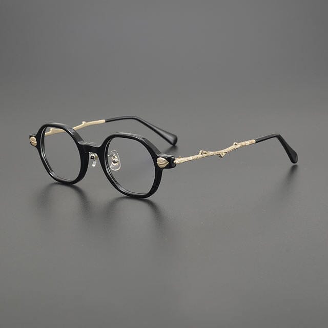Fido Retro Round Acetate Oversize Glasses Frame Round Frames Southood Black Gold