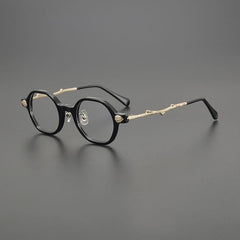 Fido Retro Round Acetate Oversize Glasses Frame Round Frames Southood Black Gold
