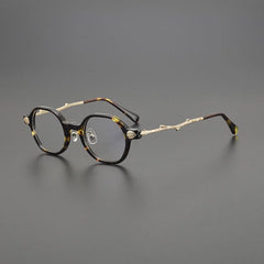Fido Retro Round Acetate Oversize Glasses Frame Round Frames Southood Leopard Gold