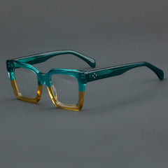 Filice Vintage Acetate Glasses Frame Rectangle Frames Southood Green Yellow