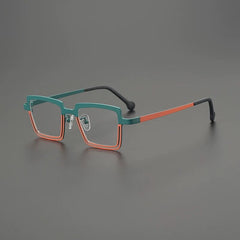 Fish Square Ultralight Titanium Glasses Frame Rectangle Frames Southood Green Orange