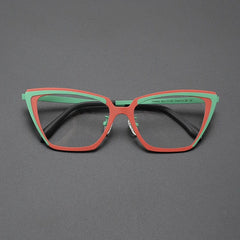 Frieda Ultralight Titanium Glasses Frame Cat Eye Frames Southood Red Green