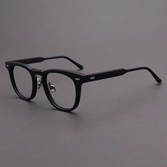 Fujita Retro Acetate Glasses Frame Oval Frames Southood Matte Black