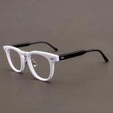 Fujita Retro Acetate Glasses Frame Oval Frames Southood White Black