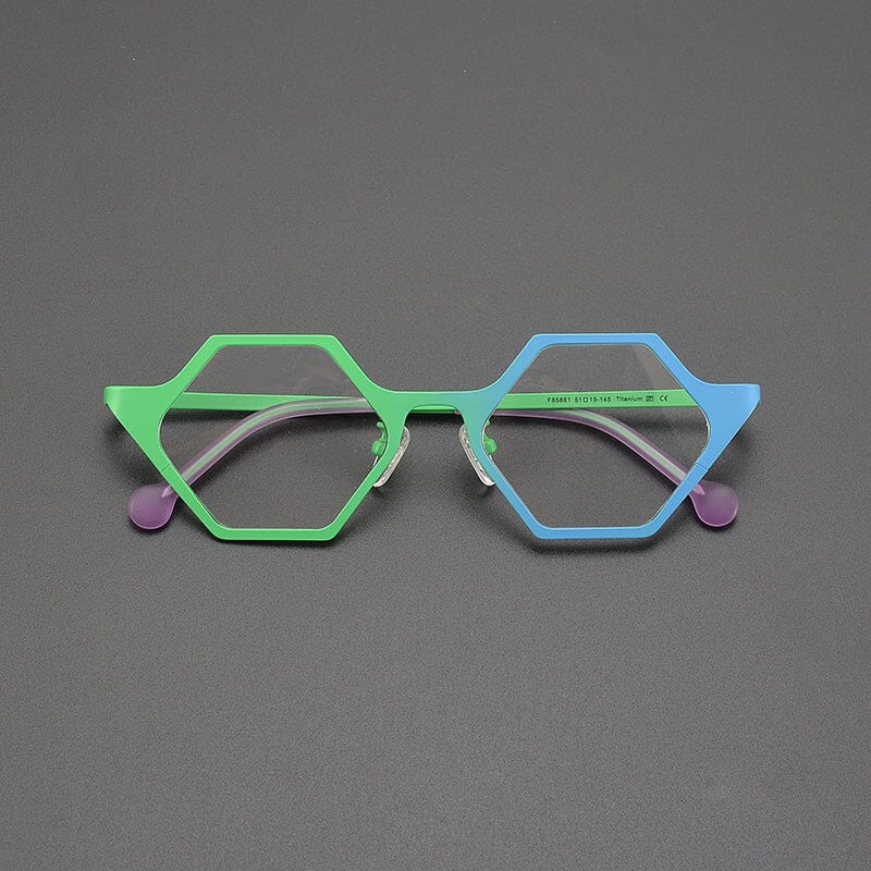 Gale Vintage Titanium Glasses Frame Geometric Frames Southood Green Blue
