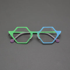 Gale Vintage Titanium Glasses Frame Geometric Frames Southood Green Blue