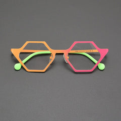 Gale Vintage Titanium Glasses Frame Geometric Frames Southood Orange Pink