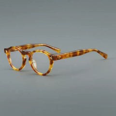 Garey Vintage Acetate Glasses Frame Round Frames Southood Yellow Leopard