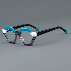 Garz Vintage Acetate Glasses Frame Geometric Frames Southood Blue white