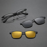 Gavi Acetate Alloy Glasses Frame With Magnetic Sunglasses Clips Rectangle Frames Southood Black