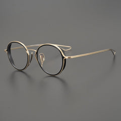 Gene Retro Round Titanium Ultra-Light Glasses Frame Round Frames Southood Black-gold
