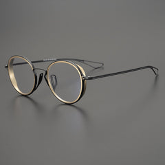 Gene Retro Round Titanium Ultra-Light Glasses Frame Round Frames Southood Gold-black