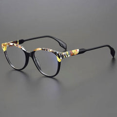 Geoff Unisex Retro Cat Eye Acetate Patterns Glasses Frame Cat Eye Frames Southood Black