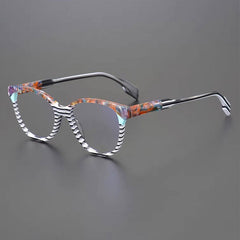 Geoff Unisex Retro Cat Eye Acetate Patterns Glasses Frame Cat Eye Frames Southood Stripe