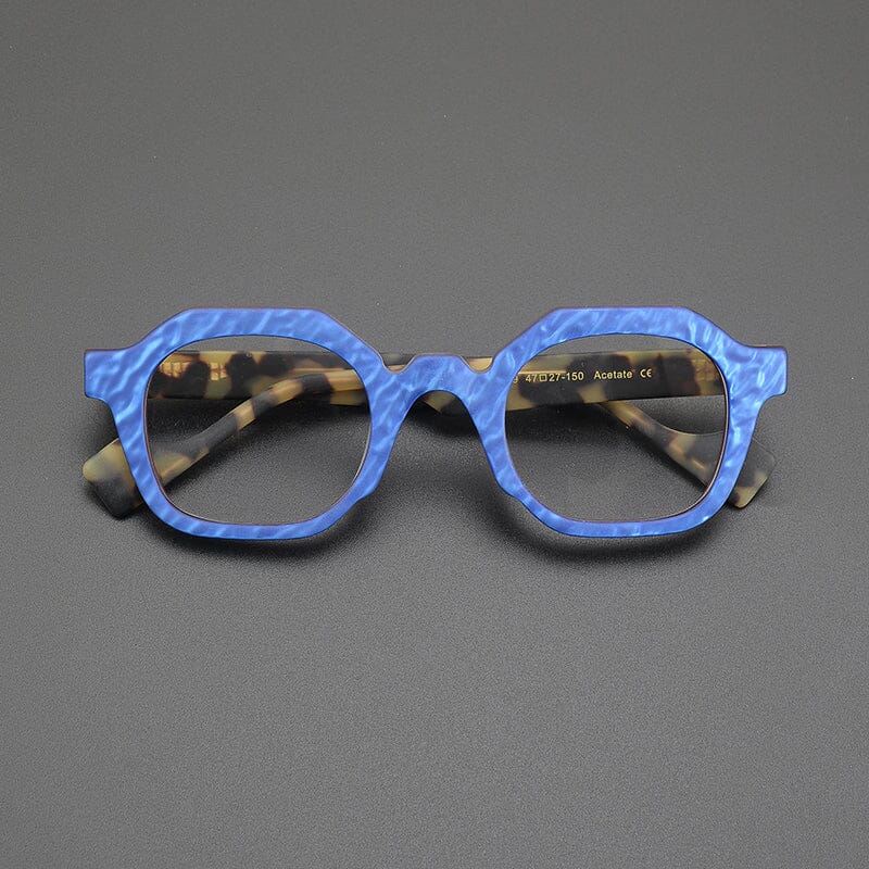 Goldy Retro Acetate Glasses Frame Geometric Frames Southood Matte Blue