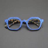 Goldy Retro Acetate Glasses Frame Geometric Frames Southood Matte Blue