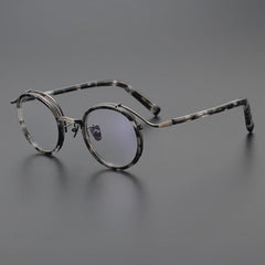 Hank Premium Series Vintage Acetate Round Glasses Frame Round Frames Southood Grey Leopard