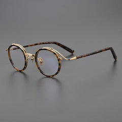 Hank Premium Series Vintage Acetate Round Glasses Frame Round Frames Southood Leopard Gold 